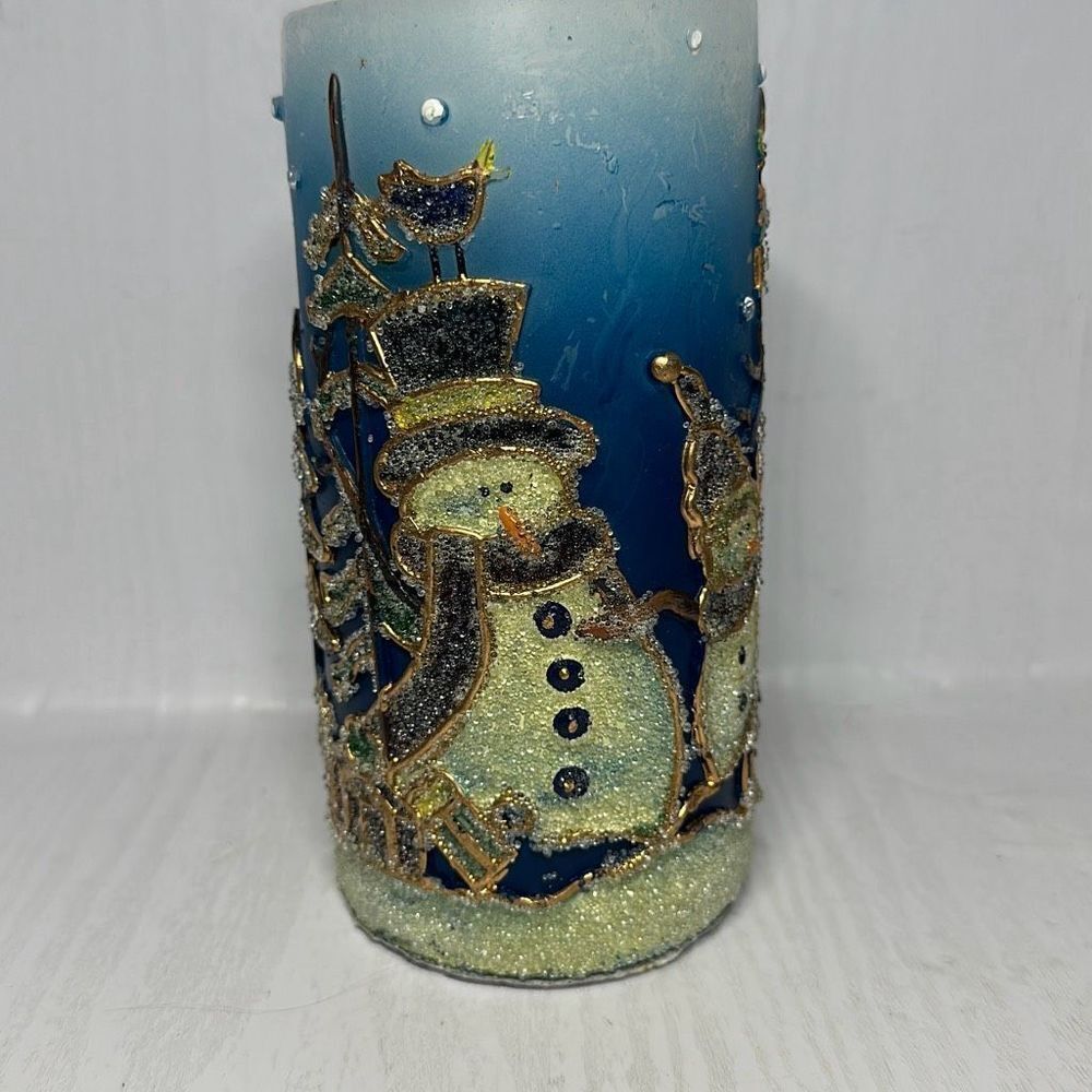 Christmas SUGARED SNOWMAN CANDLE Wax‎ Christmas Holiday Let It Snow